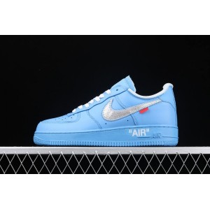 Nike Air Force 1 x27 07 virgin quote off white / MCA quote AF1 air force one ow co branded cricket shoe / North Carolina blue silver hook ci1173-400