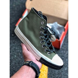Converse classic retro chuck x27 70 Zhang Yixing details play with color, retro comfort, narrow toe cap, elegant and thin upper, waterproof and comfortable with imported textile fabric, breathable and thickened sponge insole to improve comfort color: grayish green 161
