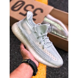 Adidas yeezy 350 boost V2 cloud white splicing all over the sky star first exposure foreign trade customer specified order original woven surface pure 1.0 original woven surface fine knitting machine original reflective knitted fabric top boost full nail large