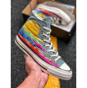 Vulcanization process ? Converse Chuck Taylor All Star 70s hi Mara Hoffman multi Mara Hoffman jointly designed multicolored embroidery high top casual board shoes for the first time