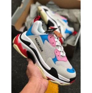 Pure original new color Balenciaga triple s white powder Balenciaga 19 official version of Italian pure original version full size shipping notice ?? Correct font electric embroidery thickness position size correct side TPU vent matching Italian original correct eight layer separation outsole TP