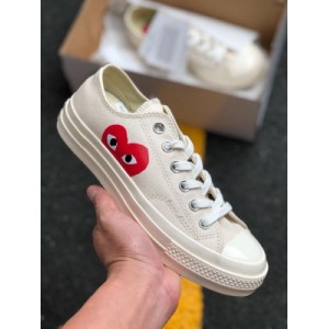 The highest version in the market original last original box high cleaning work version official latest version correct soft blue background CDG x Converse 1970s white background bond converse Chuanjiu Baoling play love co branded canvas shoes original box original Standard Vulcanized shoes 150207c Si