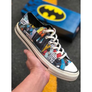 DC Comics x Converse Chuck Taylor 1970s converse Justice League Batman low top casual canvas shoes 155360c insole shoes tongue. shoe box. Pendant Shoelace head Heel embroidery works of art are full of details