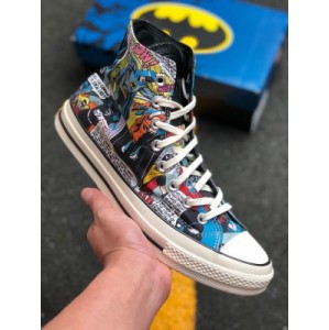 DC Comics x Converse Chuck Taylor 1970s converse Justice League Batman high top casual canvas shoes 155359c insole shoes tongue. shoe box. Pendant Shoelace head Heel embroidery works of art are full of details