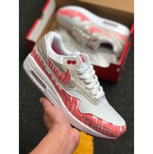 Company level nike air max 1 Sketch white red / Black two-dimensional manuscript co branded 87 year old retro small air cushion running shoes are inspired by Tinker hatheld, who proposed AI after visiting Pompidou Center in Paris
