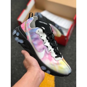 The company's {new color matching is added ? Effect of last adjustment ? Nike react element 55 x27 tie dye x27 high bridge shield rainbow colorful tie dye extreme light running shoe cj6896-901 size: 36.5 3
