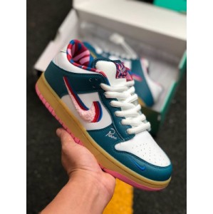 Parra x Nike SB Dunk Low artist co branded low top sports casual board shoe cn4504-105 is based on the classic dunk low. The upper is covered with a wide range of white leather and lined with Parra logo