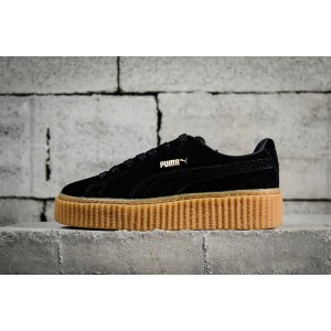 Channel authentic puma Rihanna first generation puma suede creepers muffin Shoes Black Brown 361005-02