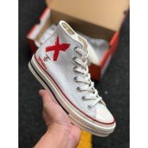 The true standard vulcanization process of men's and women's shoes polyurethane silicon blue Pu midsole adopts reflective wear and reflective effect ? Creative custom European and American trend personalized x red cross pattern Converse Chuck Taylor All Star 1970 quote give me a group