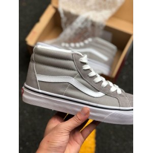 True standard vulcanization process of men's and women's shoes original steel seal material standard ? Tmall official new color vans sk8 hi reissue high top canvas casual skateboard shoes suede light gray white vn0a391ftp8 size: 35 36 36.5 37 38.5 3