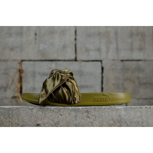 Channel genuine puma / puma Rihanna ribbon Silk Green Bow slippers 365774-01