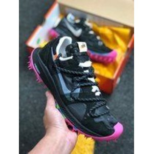 The off white x Nike Zoom Terra Kiger 5, the original co branded shoe of the company, is made of suede anti plush and composite panels to create the iconic Swoosh logo and off white ? for