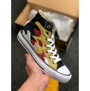 Converse glitter flame metal Sequin flash tricolor flame converse classic high top canvas shoes 165756c size: 35 36 36.5 37.5 38 39.5 40 41.5 42