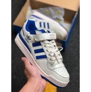 True standard company original box original standard Adidas / Adidas forum mid low classic Velcro retro board shoes men's and women's fashion shoes top first layer leather casual shoes white and blue item No.: by3649 size: 36 36.5 37 38.5 39