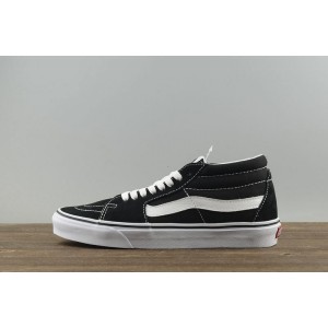 Tiger flutter vans sk8 mid mid top vulcanized canvas board shoes black / white classic black and white vn-0xc2y28