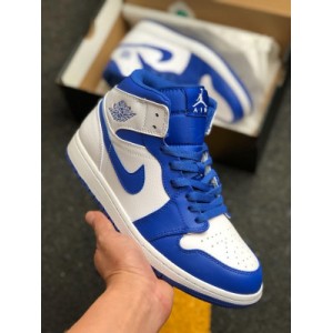Aj1 aj1 Jordan 1st generation air jordan 1 new white and blue picture display details original customer supplied leather original paperboard adjustment and modification original mold flying wing three-dimensional printing perfect heel shaped midsole upper optimization Article No.: 554724-114 XY size: 36