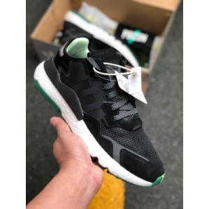 Adidas nite jogger 2019 boost black and green stitching joint Nightwalker item No.: ef5914 Vintage running shoes original materials original sole private single-mode mesh with suede stitching to create an upper with retro style. The toe cap and heel are decorated with 3M