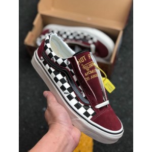 Vulcanization process ? Vance vans style 36 low top checkerboard leisure board shoes style 36 and siip-0n are made of suede with traditional canvas on the side, and the leather with checkerboard pattern is embossed on the tongue of style 36