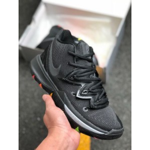 Original shoe box details original hot melt logo with Air Zoom turbo air cushion super national standard glue content RB outsole Nike Kyrie 5 PE quote rainbow sole black quote Owen 5th generation indoor practical casual basketball shoe black rainbow