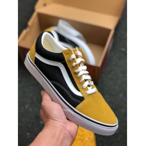 Vulcanization process ? Vance vans Vintage suede style 36 black yellow low top checkerboard casual board shoes continue its retro style after years of baptism. The overall shoe shape is longer, the toe cap is narrower, more exquisite, and the retro flavor is stronger