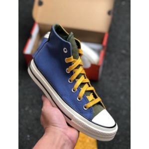 Little red book burst ? Converse Chuck Taylor 1970s three color stitched yellow and blue summer high top casual canvas board shoes are simple and elegant. They are designed with stitched color cloth, neutral Pinstripe and special wets-coast insole