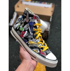 Converse Chuck 1970s high top canvas cartoon shoe 199007c is inspired by converse's official release magazine in the 1970s, citing the popular retro punk style at that time, and combining comic and 2D realism to create this classic