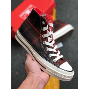 The new SCOTTISH PLAID color of converse 70s Plaid fire brings a fresh and retro style. Customize the plaid silk interior with high-quality flannel to keep warm and breathable 166496c size: 35-4436.5 37.5 39.5