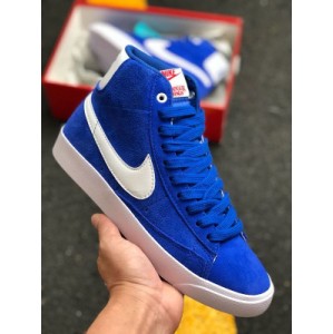 Pure original 1:1 development with half size men's and women's shoes nike / Nike genuine Blazer Mid PRM Plush wool integrated sole built-in air cushion manual sewing mark thread imported anti plush leather winter new pioneer classic retro sports casual shoes certifiable version size: 36
