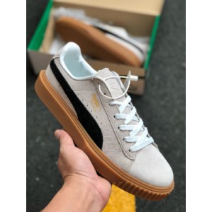Puma breaker suede gum men's and women's casual shoes use classic design to create a simple and exquisite style. The high-quality fleece cow leather upper comes with a charming retro texture. The hot gold brand logo at the side heel and insole is embellished