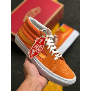 Tmall official new color vans sk8 hi reissue middle top canvas casual skateboard shoes suede white orange vn0a3wm3vxy2 men's and women's shoes true standard vulcanization process original steel seal material standard ? Yard number: 35 36 36.5 37 38.5