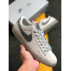 Defending champion co branded collection redesigning Champ x Nike Blazer low PRM trailblazers co branded grey suede low top retro low top versatile board shoe 3M reflective blessing enhanced recognition style: 454471-009 size: 36