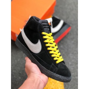 Off-white joint visual Lakers vs Knicks New mandarin duck colorway Nike Blazer Mid NY vs LA trailblazer middle top lace up versatile classic casual Board Shoes Black mandarin duck color sole shoelace item No.: at9978-001 size: