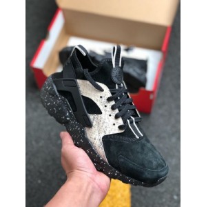 The highest version on the market nike air huarache run ultra Nike Wallace 4th generation all pig leather 829669-339 black brown snake pattern men's and women's casual running shoes original mold built-in Air-sole air cushion excellent foot feel pig leather s