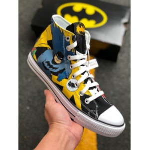 Converse justice vs evil alliance Superman Batman black graffiti high top canvas shoes men's and women's board shoes 04thls12 size: 35 ~ 44