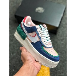Company grade double-layer lightweight EVA foam midsole anti-skid RB rubber outer ring sole sole ? New girl deconstructive design Nike WMNs Air Force 1 Shadow Pink Blue Air Force 1 lightweight elevated low top versatile board shoes official Article No. ci091