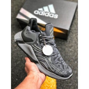 Adidas alphabounce m alpha coconut luminous high elastic horse brand shark gill pattern outsole leisure sports jogging shoe ay6680 upper is made of forged mesh thermal fusion multi-layer flannelette and elastic waterproof layer. The whole shoe body is made of new technology
