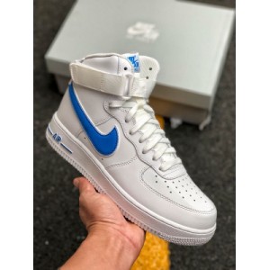 Original last development paper plate built-in full-length Air sole unit Nike Air Force 1 high x27 07 3 x27 white / blue classic high top leather versatile casual sports board shoe at4141-102 size: 36