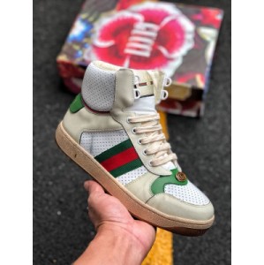 Original Gucci screener GG sniffer classic prototype retro versatile old daddy board shoes high top 19ss exclusive first original box Amazon platform purchasing version flower box blue inside different from the market white inside wrong version flower box flower Silk Handbag