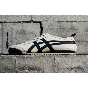 ASICs ghost mound tiger Unisex mexico 66 series casual toe cap leather rice grey Navy