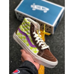 Vans sk8 hi Vance small label white purple checkerboard canvas splicing large top vulcanization process high top canvas skateboarding shoes size: 35 36 36.5 37 38.5 39 40 40.5 41 42 42.5 43 44