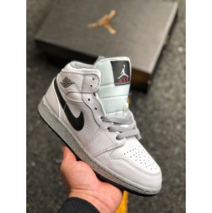 The air jordan mid aj1 mid range air jordan 1 Mid features a white leather overlay, white leather on the side panels, and a green leather wings logo covering the toe collar Swoosh logo and rubber outsole