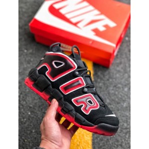 Nike air more uptempo white red gradient large leather canopy series / large air original class process exclusive large air cushion original box original standard highly recommended this version official article number cj6129-001 size: 36.5 3