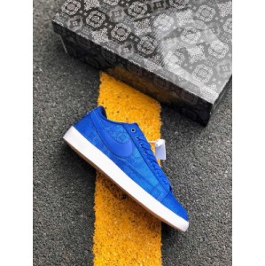 Company level Nike Blazer low x clot blue silk trailblazer low top casual skateboard av9374-281 double-layer fitting upper, one shoe is torn twice, and one layer of silk fabric with royal blue tone makes the upper rubber outsole highly recognizable