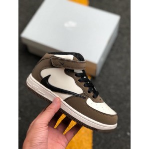UN2. 0 Nike force 1 Mid kids inverted hook joint air force 1 high top children's shoes independent private model to create pocket small children's shoes all shoes sadisa certified leather has passed the test standard in terms of air permeability compared with ZP midsole standards