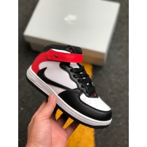 UN2. 0 Nike force 1 Mid kids inverted hook joint air force 1 high top children's shoe independent private model to create pocket small children's shoes all shoes sadisa certified leather has a better air permeability than ZP midsole standards