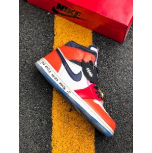 Pure original Nike / melody Ehsani x Air Jordan 1 Mid WMNs fearless aj1 Coral Orange Rose red light pink fluorescent green bright blue and other colors with high brightness and high saturation mix to create a striking and bright color