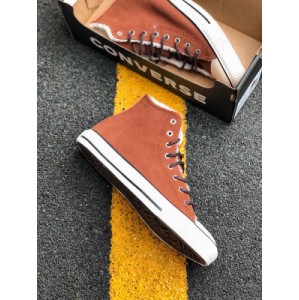 Suede and plush converse Chung Taylor All Star converse cold resistant dirty orange / rice white powder two-color vulcanized high top board shoes as converse's most classic all star series, launched a bold and innovative design in the winter of 2019
