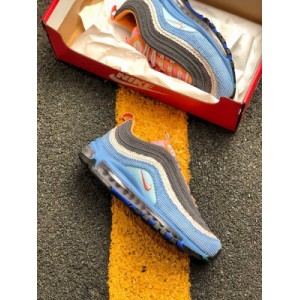 The nike air max 97 quot pink corduroy quot corduroy 3M reflective bullet retro full-length air cushion casual shoe cq7512-462 is based on air max 97 and paired with pink