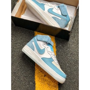Nike Air Force 1 x27 07 high top leather armory blue and white original last development version paper version is made of film shifting lychee leather with a full-length Air sole unit ? Style No.: ao2425-401 size: 36.5 37.5 38
