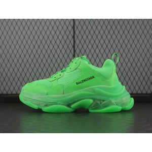 Balenciaga triple s quot Neon Green quot fashion retro thick soled old grandpa shoes transparent air cushion fluorescent green 506346 wd301213